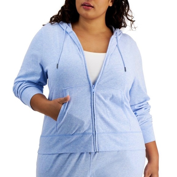 NWT Ideology Heather Blue Plus Full Zip Up Hoodie, size 2X - Picture 1 of 12